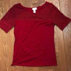 Ann Taylor Loft Red lace tee